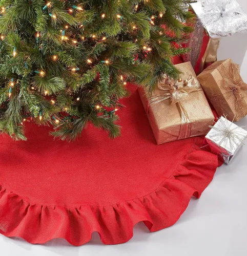 Vista 4 de Saro Lifestyle Falda para árbol de Navidad de yute, natural, 53 pulgadas