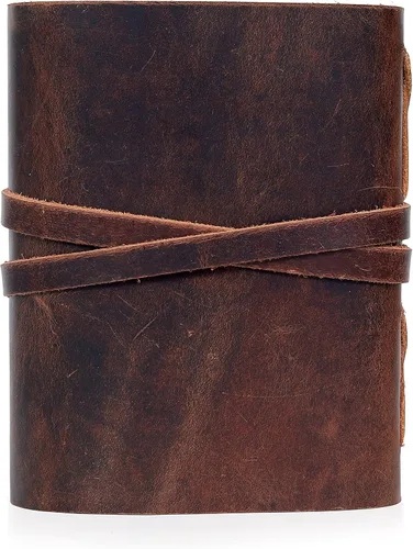 Vista 3 de Diario de cuero para mujeres y hombres, Cuaderno de papel con borde envejecido de 180 GSM, Diario en blanco del Libro de las Sombras, Diario Marrón