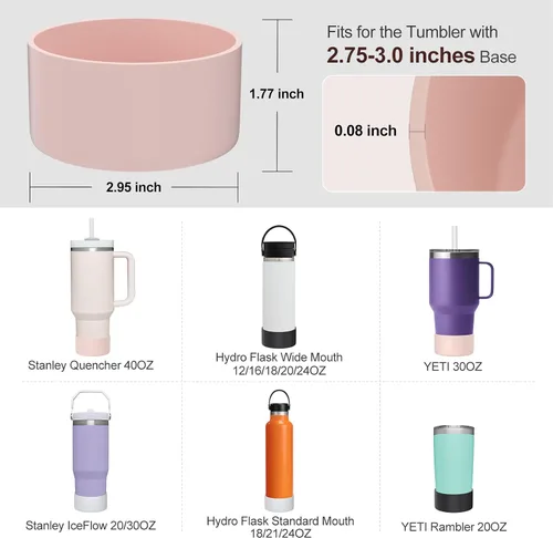 Vista 2 de Botas de silicona para Stanley Quencher de 40 onzas, funda protectora para botella de agua, bota simple y moderna, accesorios de parte inferior