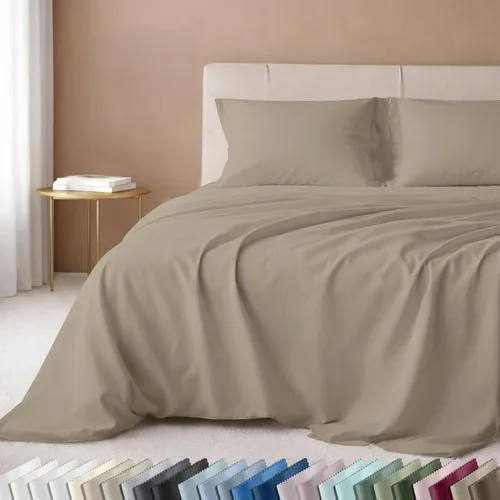 Vista 49 de California Design Den Juego de sábanas de lujo tamaño King - 100% algodón, 600 número de hilos, sábanas King de bolsillo profundo, ropa de cama