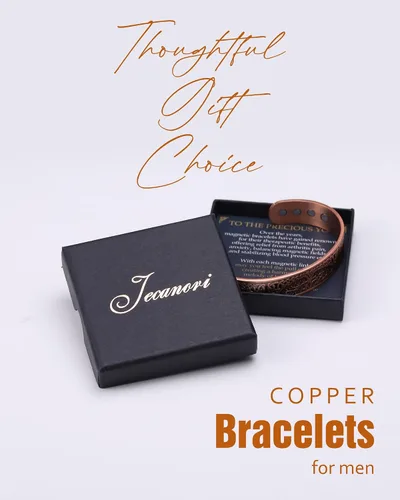 Vista 7 de Pulsera de cobre para hombres, pulsera magnética de cobre de 18X de fuerza para hombres con imanes de 3,800 Gauss, cobre sólido puro al 99.99%