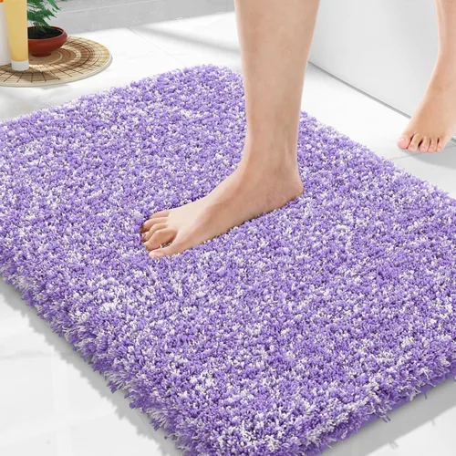 Vista 95 de Yimobra Alfombras de baño en negro y blanco antideslizantes lavables, tapetes de baño ultra suaves y absorbentes de agua, alfombra de ducha suave