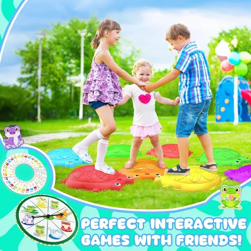 Vista 7 de Piedras de Equilibrio para Niños, 12 Piezas de Ranas, Piedras de Equilibrio Antideslizantes, Juguetes Sensoriales para Niños de 3 a 5 Años, Juego