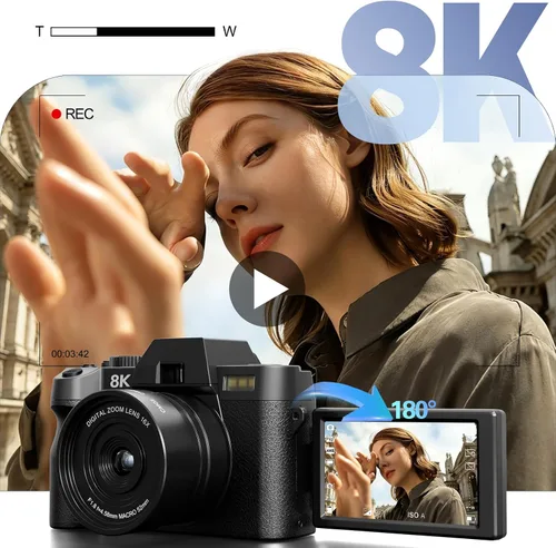 Vista 2 de G-Anica Kit de cámaras digitales 8K para fotografía con doble lente Negro