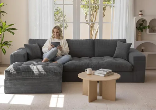 Vista 11 de NAYA 69" Oversised Loveseat Sofa, Compressed Boneless Couch with 2 Deep Seat, Modern Upholstered Cloud Couch for Living Room, Bedroom, Apartment, No