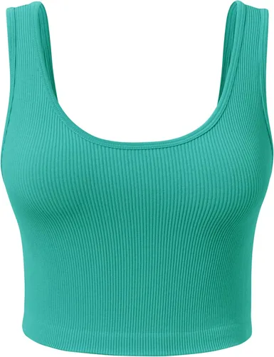 Vista 3 de Camiseta corta básica casual para mujer, sin mangas, para entrenamiento y yoga