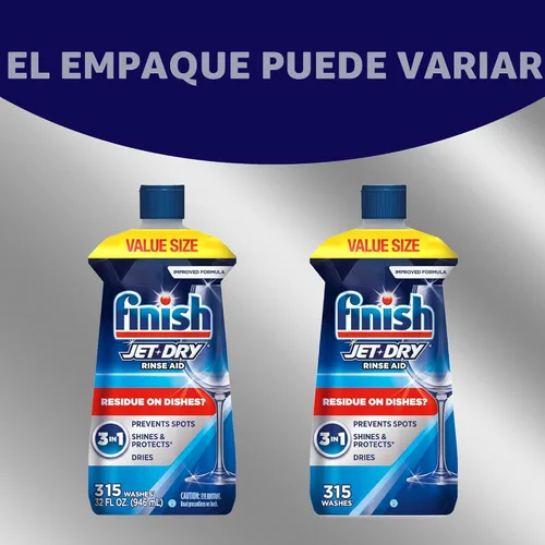 Vista 8 de Finish Jet-Dry Abrillantador para Lavavajillas, Compatible con Detergente para Lavavajillas, Previene Manchas y Residuos, Seca, Abrillanta