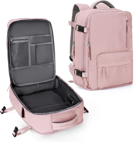 Vista 21 de WONHOX - Mochila grande, aprobada para vuelo, unisex, para viajes, trabajo, negocios o laptop, a1-Negro, Medium