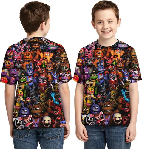 Vista 3 de Camisetas de manga corta con estampado 3D de dibujos animados para niños y niñas