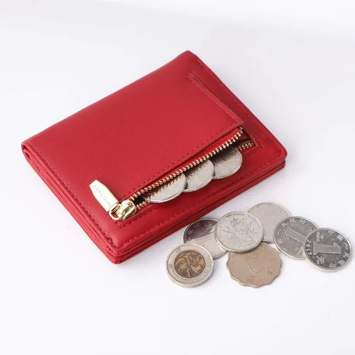 Vista 3 de AnnabelZ Billetera pequeña de cuero plegable para mujer, mini monedero corto