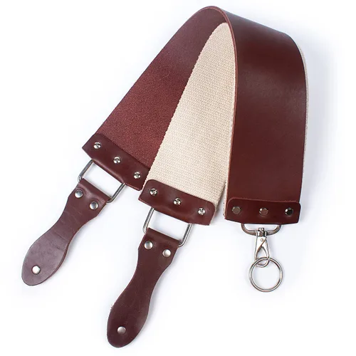 Vista 2 de Razor Strop – Barber's Latigo Leather Straight Razor Strop. Doble correa que será una gran adición para cualquier maquinilla de afeitar recta. Trazo