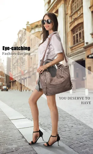 Vista 7 de Bolso tote para mujer, carteras de cuero PU, bolsos de hombro hobo de moda con correa de hombro ajustable