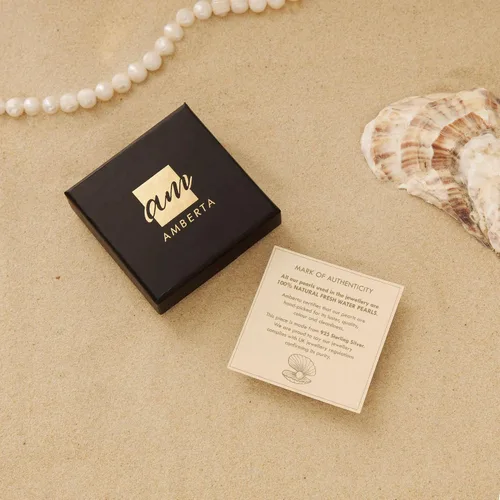 Vista 6 de Amberta Pulsera de perlas de agua dulce de plata de ley 925 para mujer