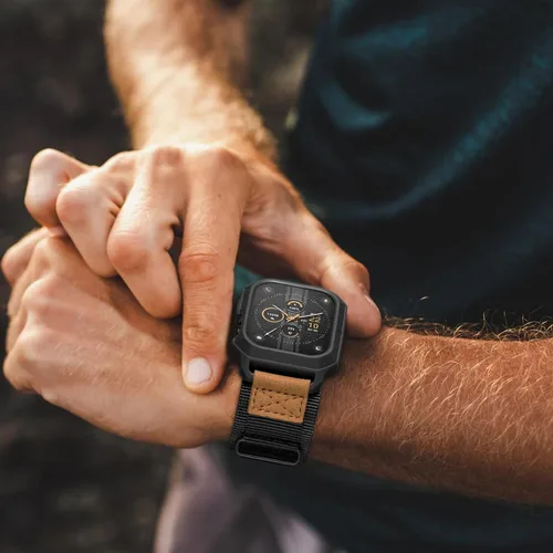 Vista 8 de Paquete de la resistente correa de nailon con velcro para Apple Watch (gris/negro)