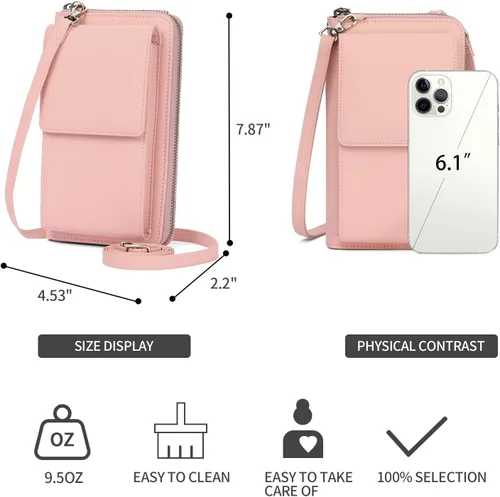 Vista 7 de SENDEFN Bolso cruzado pequeño para teléfono celular para mujer, de cuero, con múltiples ranuras para tarjetas