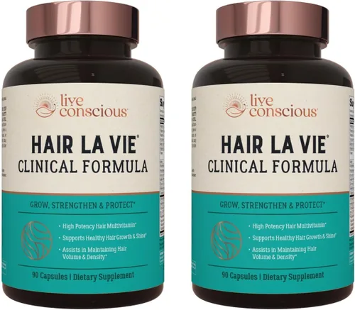 Vista 10 de Hair La Vie Live Conscious - Vitaminas clínicas para el crecimiento del cabello para mujeres y hombres con biotina, colágeno y palma enana americana