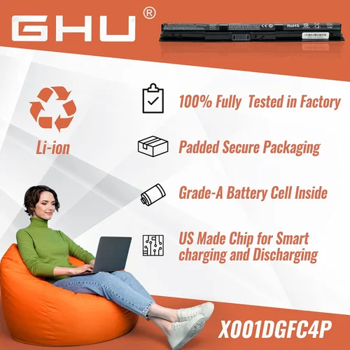 Vista 7 de GHU KI04 - Batería de repuesto para HP Pavilion 14-ab 15-ab 17-g000, compatible con HSTNN-LB6S 800049-001 K104