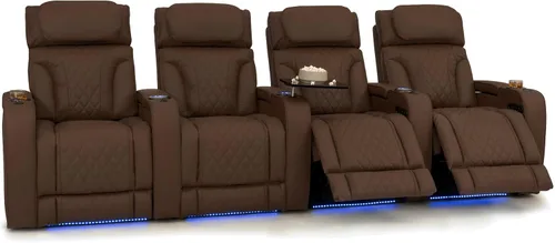 Vista 53 de Seatcraft Luminis 365 - Asiento de cine en casa (fila de 2 biplazas), color carmesí