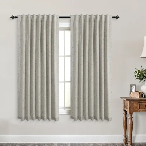 Vista 104 de KOUFALL - Cortinas de medio estilo francés de lino para ventana, juego de 2 cortinas cortas de 40 pulgadas de longitud, para privacidad, cortinas