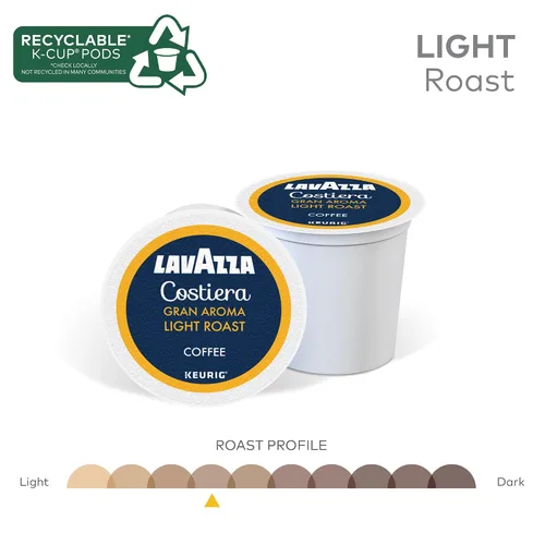 Vista 5 de Lavazza Costiera Gran Aroma, Cápsulas Keurig K-Cup de una sola porción, café tostado ligero, caja de 60 unidades (6 paquetes de 10)