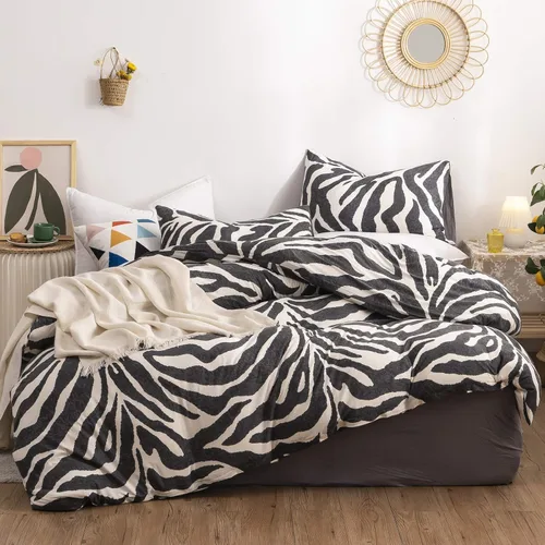 Vista 8 de Juego de funda de edredón de gatos, tamaño individual, ropa de cama 100% algodón, varios patrones de gatos de dibujos animados impresos en blanco