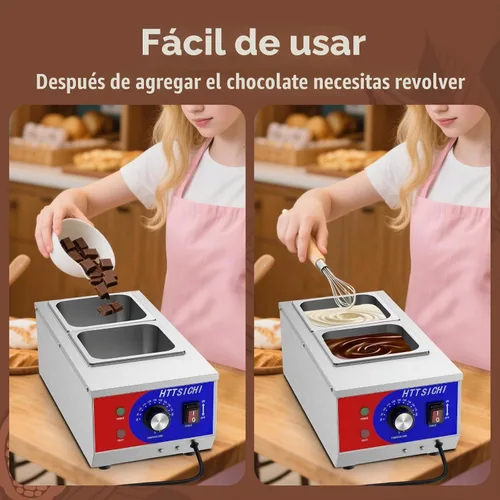 Vista 5 de Máquina de temple de chocolate, máquina comercial de fusión de chocolate con capacidad de 9 litros y control de temperatura de 86-185 ℉, derretidor