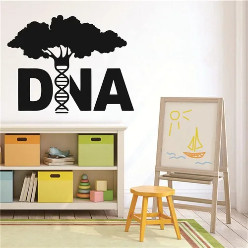 Vista 4 de Vinilo adhesivo de pared de árbol de ADN, etiqueta de pared para el hogar decoración de la ciencia de la biología, etiqueta engomada de vinilo Negro