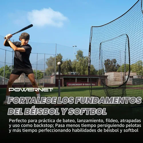 Vista 4 de PowerNet Baseball Softball Practice Net 7x7 with Baseball Accessories for Practice Pitching, Batting & Fielding, Ball Caddy, Weighted Baseballs, Tee