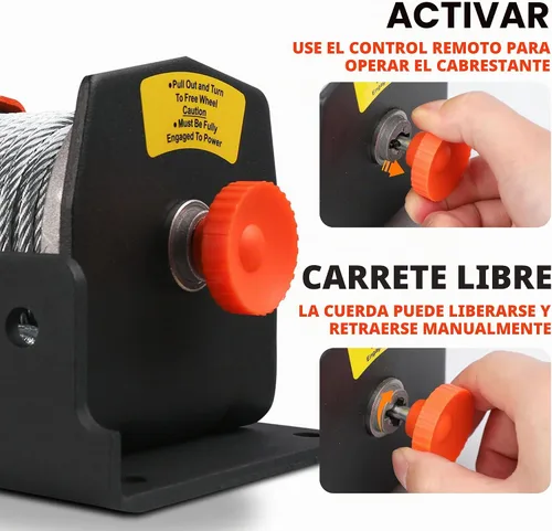 Vista 3 de ZESUPER - Kit de cabestrante eléctrico con control remoto de mano, 2500 libras, 12 V CC, cable de acero, impermeable; para cuatriciclos, vehículos
