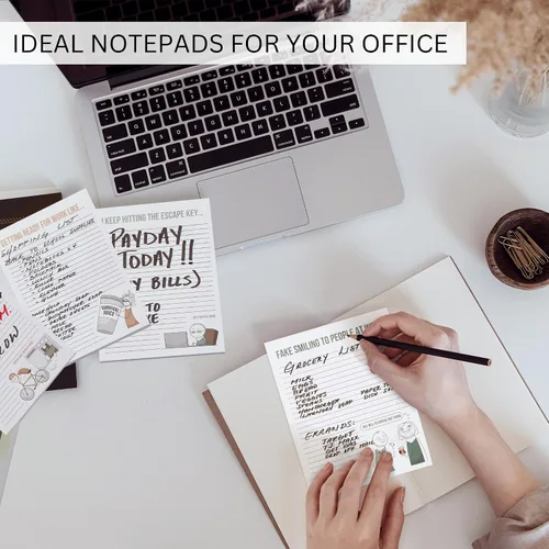Vista 8 de ZICOTO Bloc de notas súper divertidos, regalo divertido de oficina para tus compañeras de trabajo, juego de 4 blocs de notas de suministros