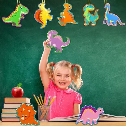 Vista 7 de Pajean Juego de 10 tarjetas con cordones para niños, tarjetas de costura de animales de doble cara, 10 estilos, manualidades de juguete para niños a