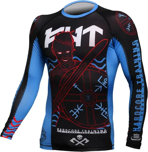 Vista 4 de Hardcore Training Norman Viking - Camiseta de compresión de manga larga para hombre, sin Gi, apretada, BJJ con capa base de agarre