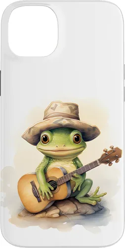 Vista 15 de Cute Little Green Frog Playing Guitar Case for iPhone 16