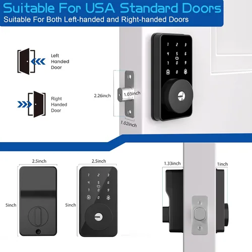 Vista 10 de Bloqueo inteligente sin llave, cerradura de puerta de entrada, control de aplicación, teclado de pantalla táctil, bloqueo automático, IP54