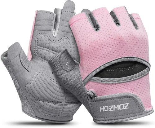 Vista 7 de HOZMOZ Guantes ventilados para levantamiento de pesas, guantes de gimnasio gruesos y acolchados con protección completa de la palma, agarre