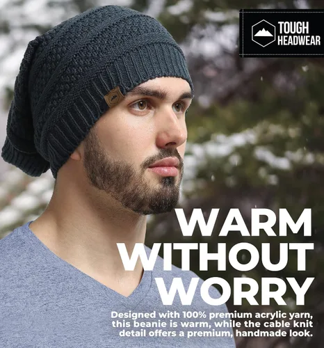 Vista 46 de Slouchy Cable tejido Gorro de lana por Tough Headwear – Gorro de lana de gran tamaño Sombreros Gorros Graves Sombreros Para Hombres y Mujeres