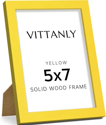 Vista 51 de Vittanly - Marco de fotos de 4 x 6 pulgadas de madera maciza con plexiglás, incluye paspartú de 3,5 x 5, para colgar en la pared o poner sobre una