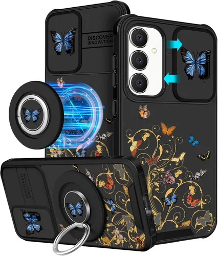 Vista 49 de Funermei Funda para teléfono Samsung Galaxy A15 5G - [2 en 1] Funda para teléfono de mujeres lindas chicas, diseño femenino de mariposa negra