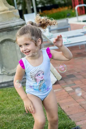 Vista 2 de Disney Frozen Elsa Anna - Conjunto de traje de baño falda de bikini de una pieza