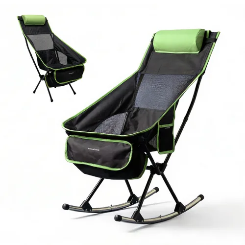 Vista 5 de Silla Mecedora Plegable de Camping 2 en 1 con Bolsillo, Cojín y Bolsa de Transporte Trillow InnovaGoods
