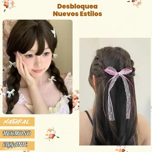 Vista 3 de Mini lazos para el cabello para mujeres y niñas, lindos clips para el cabello pequeños tipo cocodrilo de cola larga, accesorios de cinta