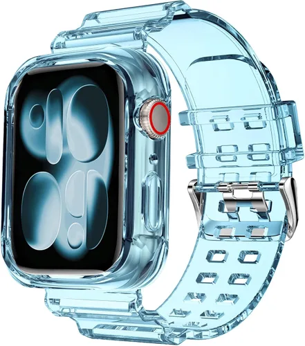 Vista 36 de DABAOZA - Correa transparente compatible con Apple Watch de 1.772 in y 1.732 in, con purpurina transparente Women Men,Glitter Bling TPU