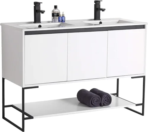 Vista 24 de Mueble de baño URBANIA VANITY con 2 puertas, estante y lavabo