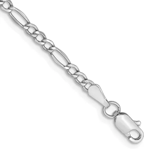 Vista 3 de Pulsera de oro blanco de 14 quilates de 0.098in con cadena Figaro de 10.0in