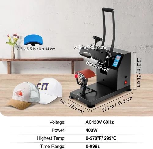 Vista 7 de Happybuy prensa de calor para decorar sombreros y demás. Negro