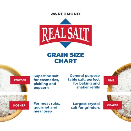Vista 3 de Redmond Real Sea Salt - Sal natural de palomitas de maíz sin refinar, bolsa de 10 onzas