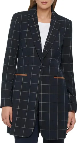 Vista 10 de Tommy Hilfiger Chaqueta de negocios para mujer Blazer de un solo botón Negro