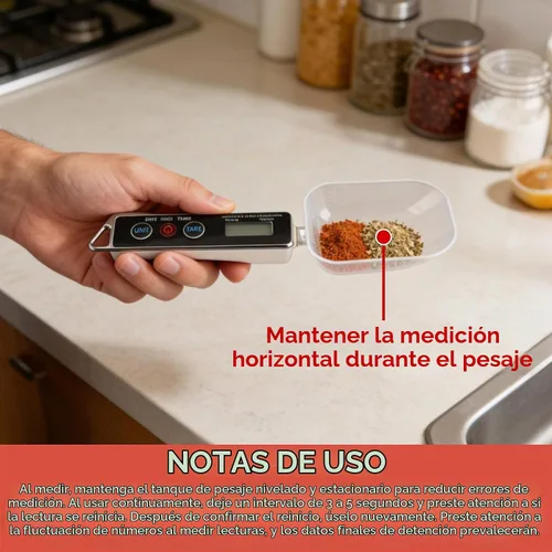 Vista 5 de Cuchara medidora digital, 17.64 oz/0.00 oz de alta precisión gramos, taza medidora para el hogar, cuchara digital con 2 cucharas reemplazables