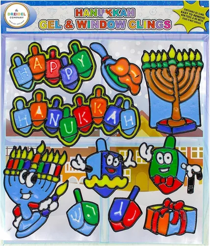 Vista 4 de The Dreidel Company Hanukkah - Adhesivos de gel para ventana, 10 adhesivos de gel elásticos, fáciles de quitar, no tóxicos, sin ensuciar