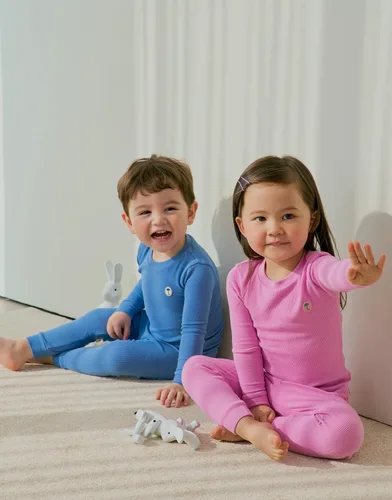 Vista 5 de moimoln Conjunto de pijama de viscosa de bambú suave acanalada de manga larga para bebés y niños, ropa de dormir, 19.7 ft-5T